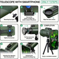 NNETM 80x100 Monocular Telescope with Phone Clip and Tripod - Green