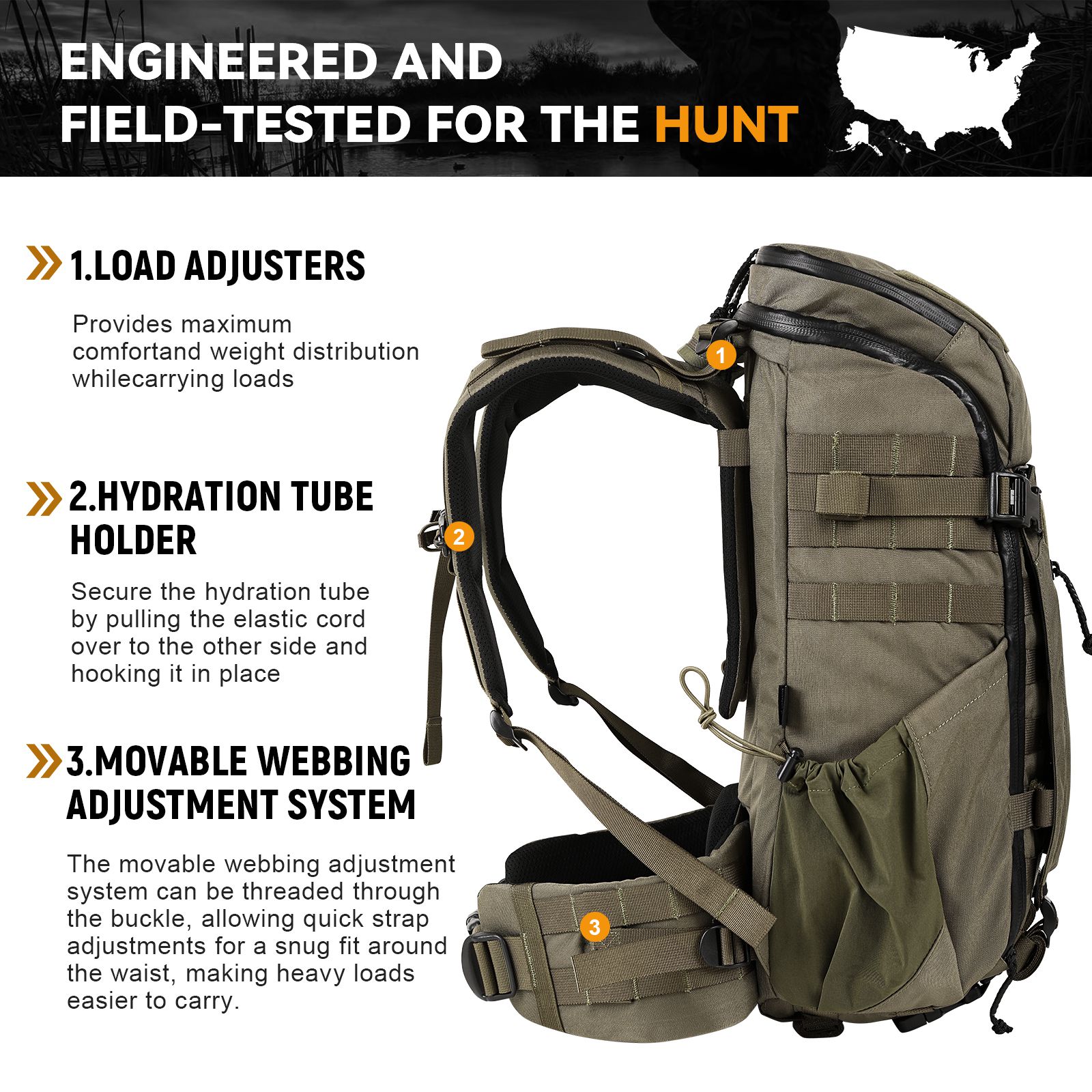 Hunting Backpack with Rifle/Bow Carry System