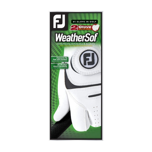 FootJoy Men's WeatherSof 2-Pack Golf Glove White Cadet Large, Worn on