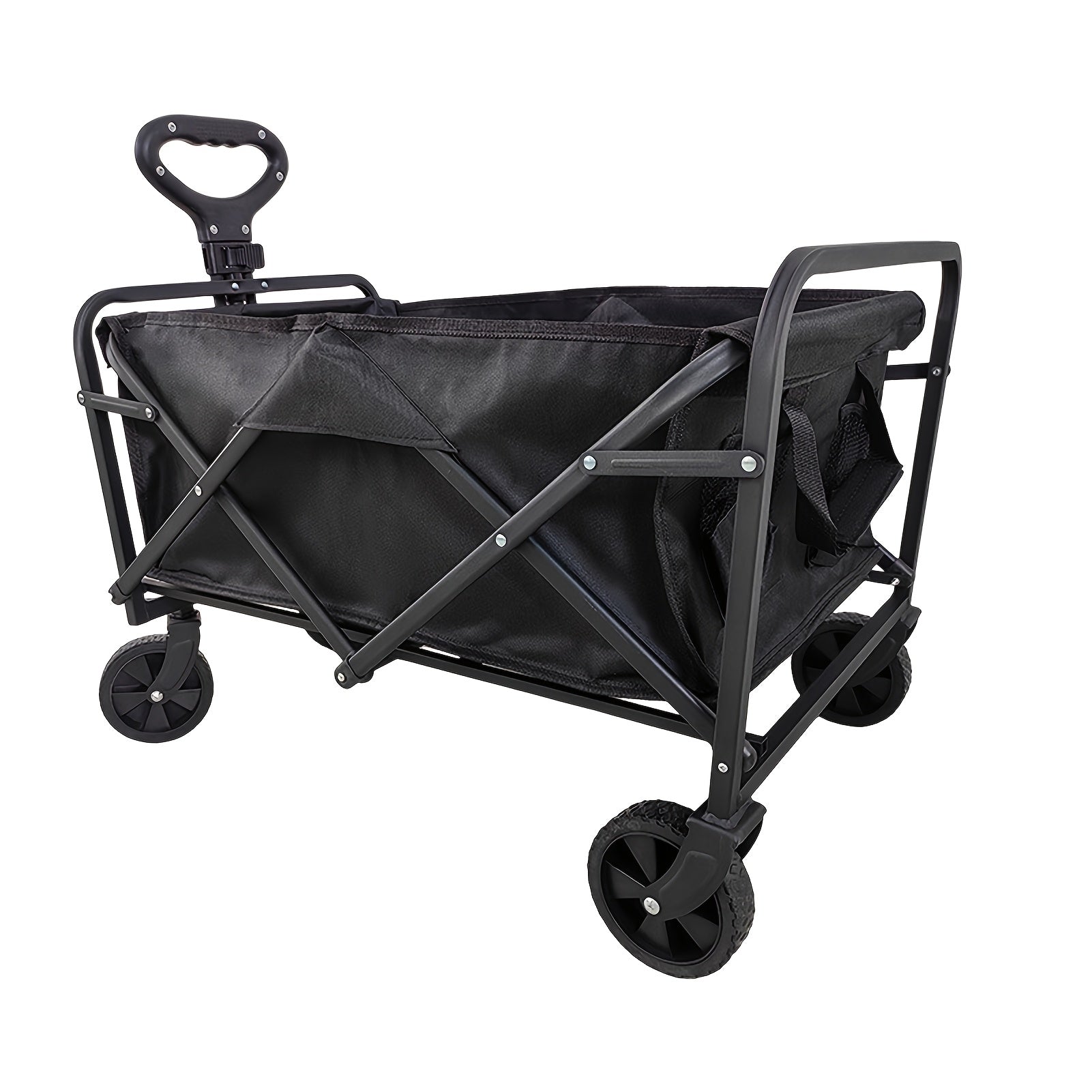 Foldable Utility Wagon with Side Pockets and Brakes