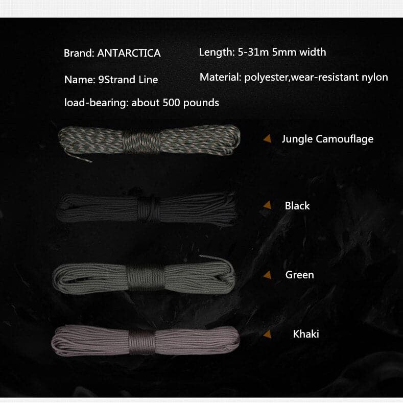 Military Outdoor 550 Parachute Cord - 100 ft/31m