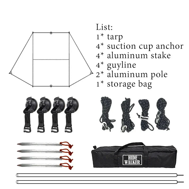 Bat Shape Car Side Awning Waterproof Rear Shelter Tent (Black)