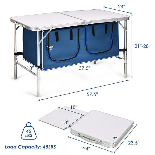 Height Adjustable Folding Camping  Table-Gray