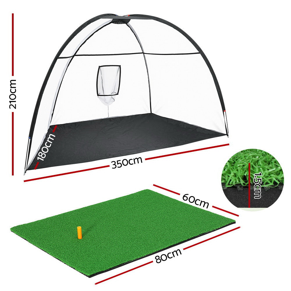NNEDSZ Everfit 3.5m Golf Practice Net with Driving Mat Training Aid Target Hitting