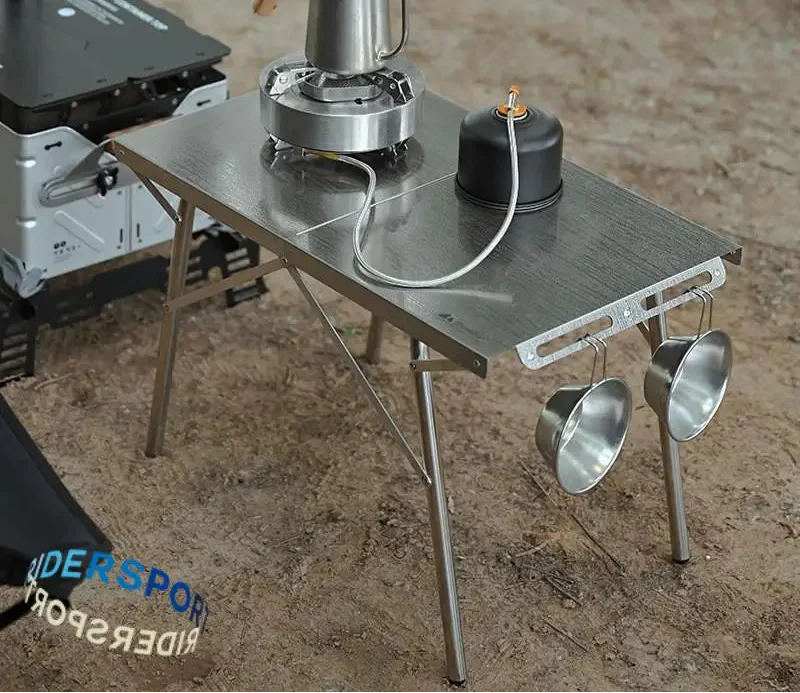 NNEOBA Stainless Steel Folding Camping Table Heat And Scratch Resistant Silver