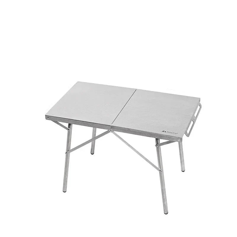 NNEOBA Stainless Steel Folding Camping Table Heat And Scratch Resistant Silver
