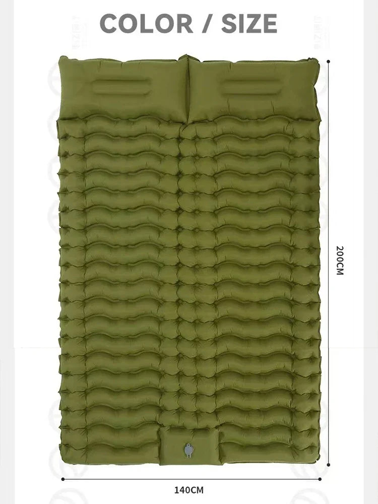 NNEOBA Double Self-Inflating Sleeping Pad Pillows Green