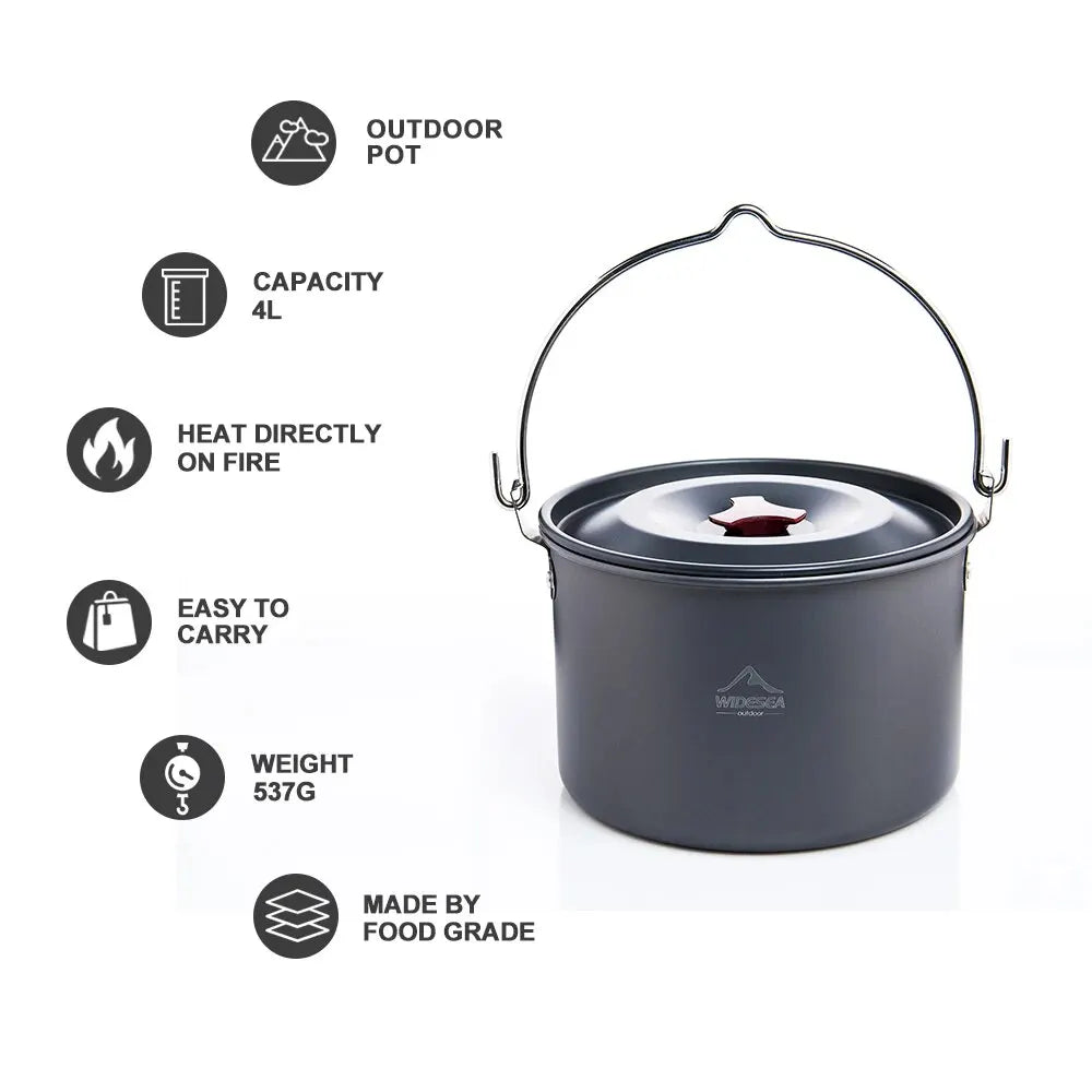 NNEOBA 4L Camping Hanging Pot Cookware