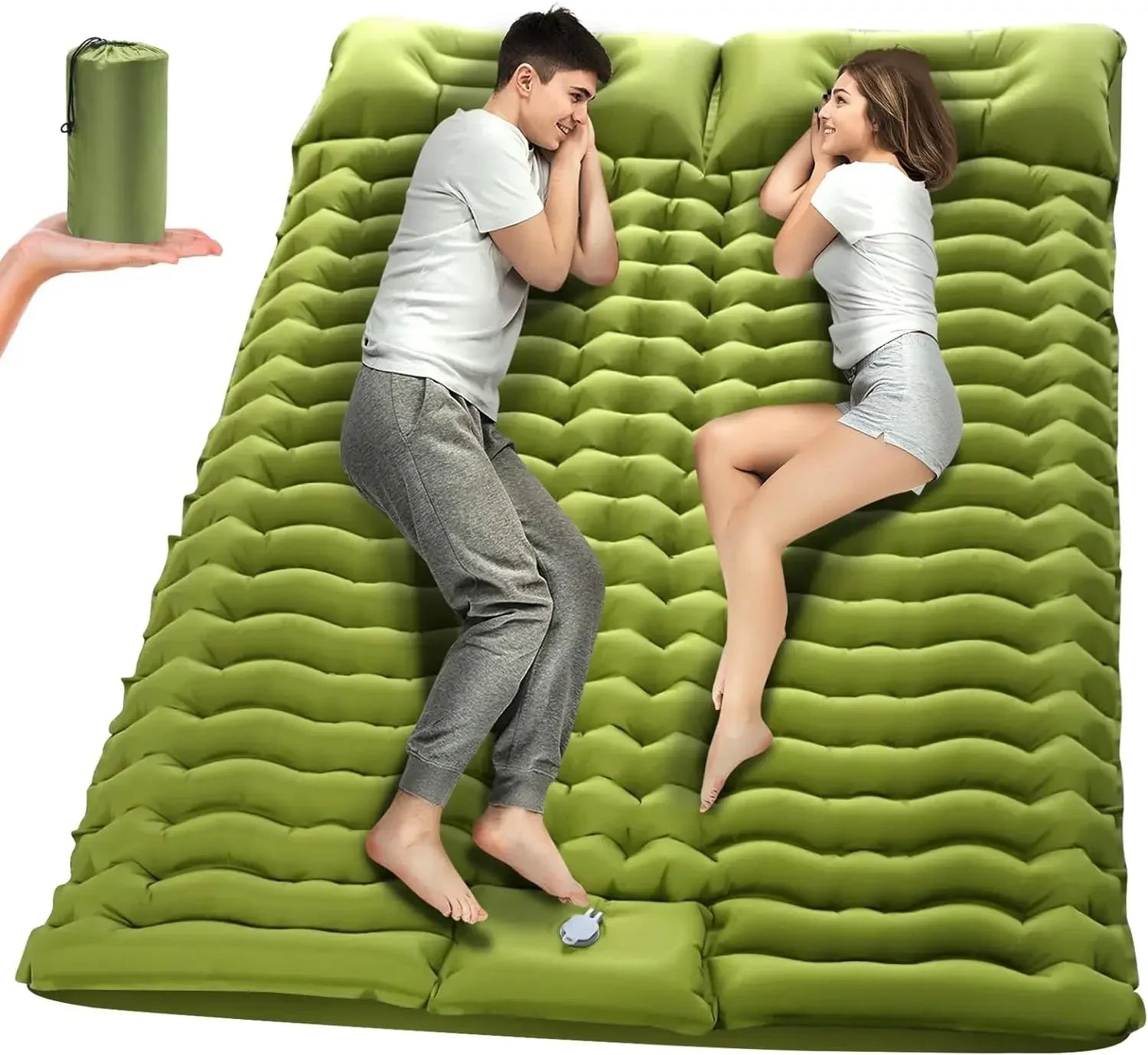 NNEOBA Double Self-Inflating Sleeping Pad Pillows Green