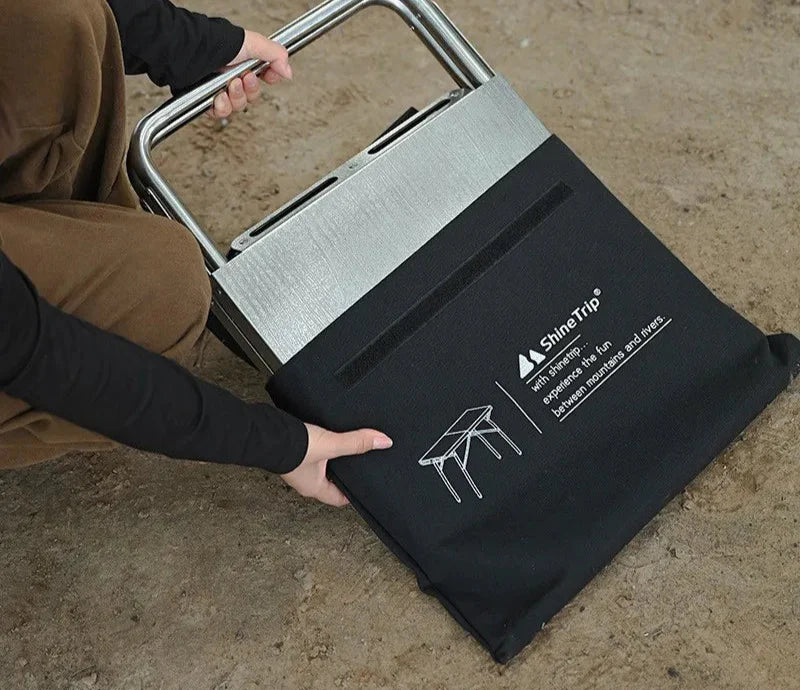 NNEOBA Stainless Steel Folding Camping Table Heat And Scratch Resistant Silver