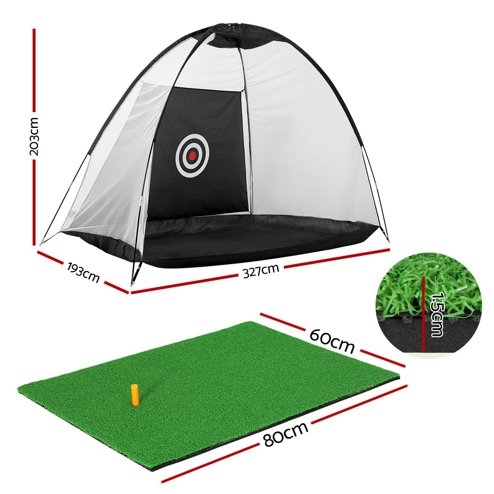 NNEDSZ Everfit 3M Golf Practice Net And Training Mat Set Driving Target Black