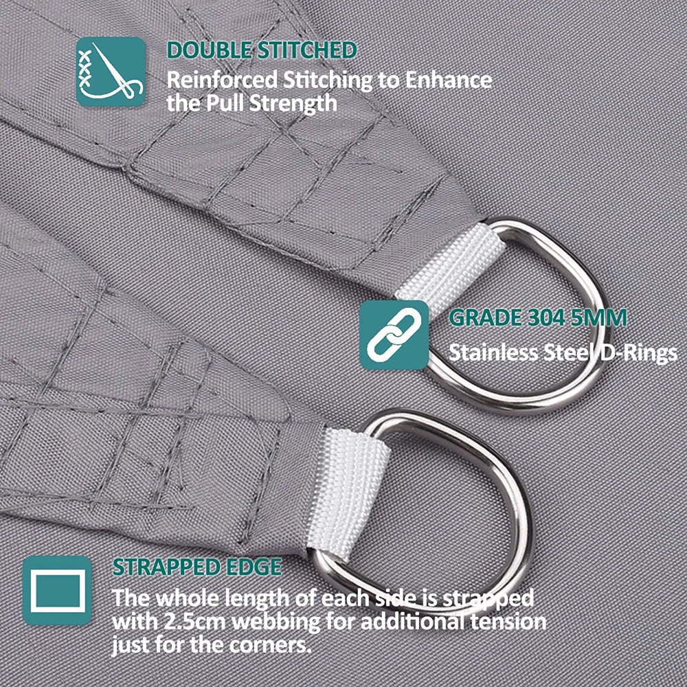 NNEOBA Premium Triangle Sun Shade Sail with Ropes (Grey)