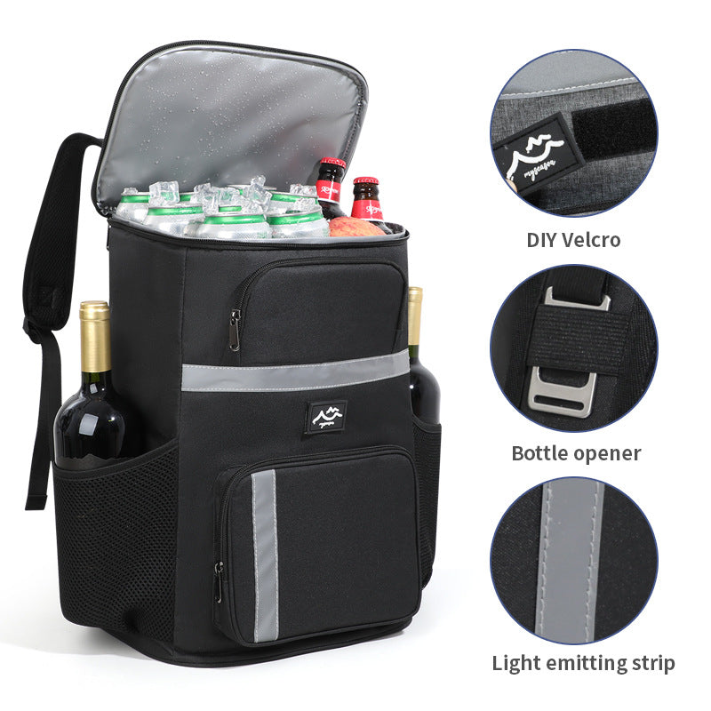 NNEDSZ Insulated Cooler Backpack - Portable Outdoor Picnic and Beverage Bag with Bottle Opener (Black)