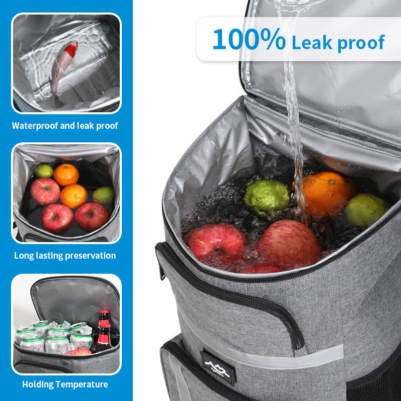 NNEDSZ Insulated Cooler Backpack - Portable Outdoor Picnic and Beverage Bag with Bottle Opener (Black)