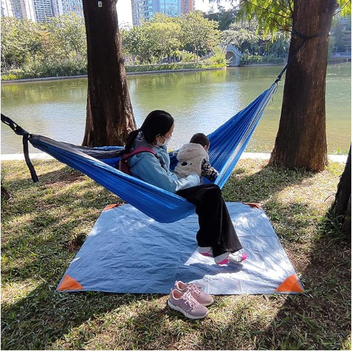 NNEDSZ Grey And Green Portable Waterproof Camping Mat - Foldable Picnic and Beach Blanket