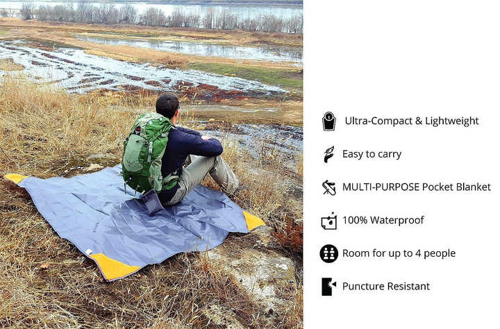 NNEDSZ Grey And Green Portable Waterproof Camping Mat - Foldable Picnic and Beach Blanket