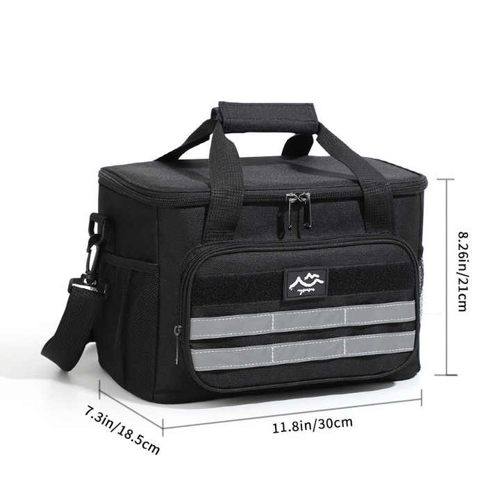 NNEDSZ Black 18L Large Capacity Outdoor Insulated Cooler Bag - Portable Picnic Ice Pack with Shoulder Strap