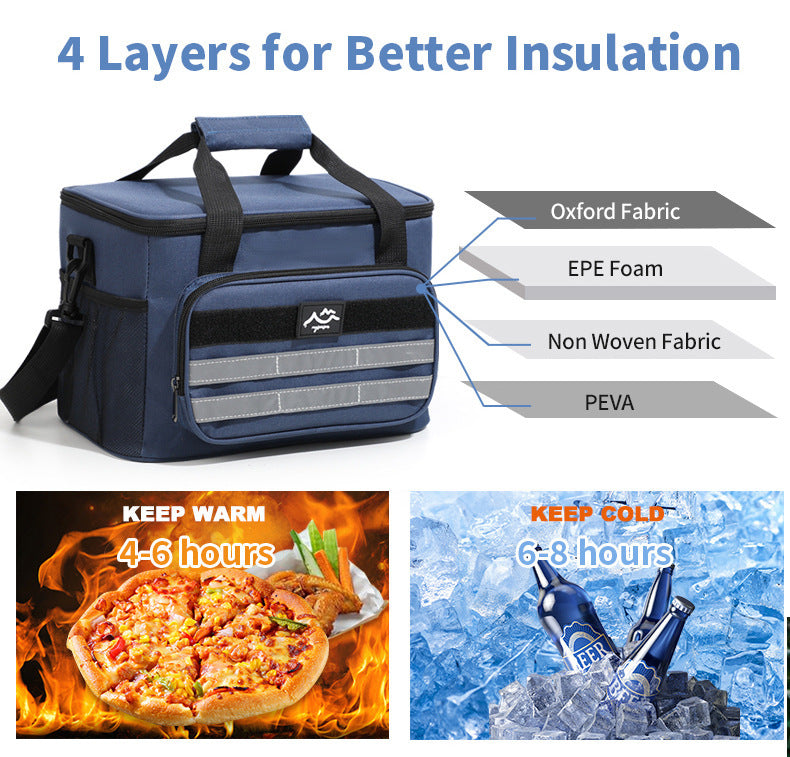 NNEDSZ Brown 18L Large Capacity Outdoor Insulated Cooler Bag - Portable Picnic Ice Pack with Shoulder Strap